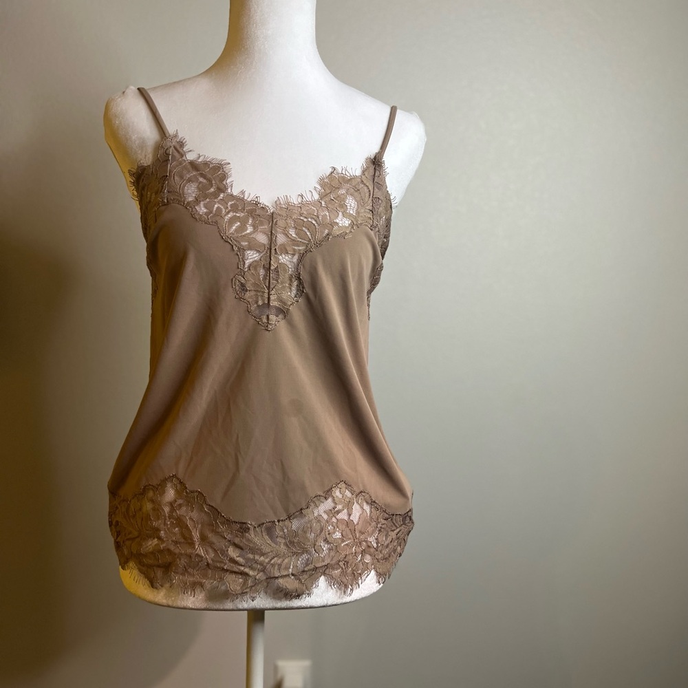 Express Lace Trim Camisole - Taupe Brown